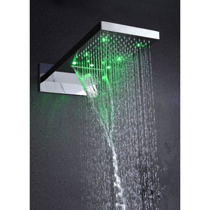 Juno Bermuda Luxury LED Rainfall Waterfall Wall Mount Shower Head Set with 6 Round Body Massage Jets