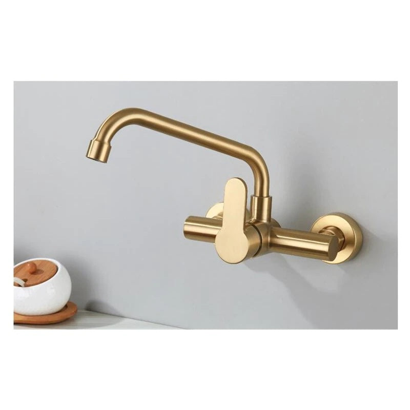 Juno Single Lever Brush Gold Rotation Kitchen Sink Faucet