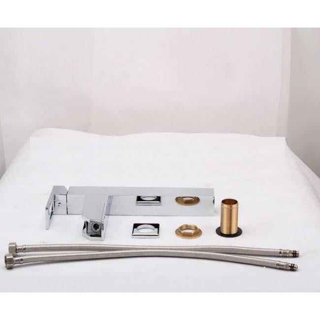 32CM Chrome Finish Waterfall Color Changing LED Bathroom Sink Faucet Single Lever Single Handle