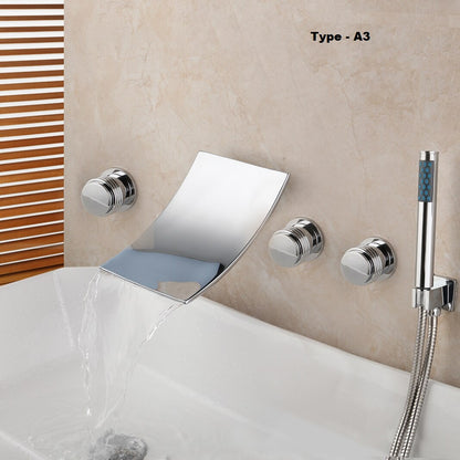 Juno Featured 5 pc Bathtub Waterfall Polished Chrome Bathroom Faucet