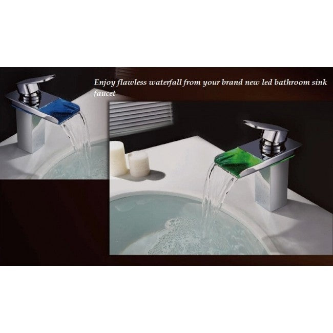 Fort Chrome Finish Brass Body LED Bathroom Sink Faucet 