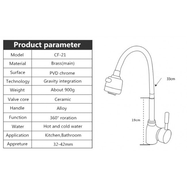 Flexible Single Handle Chrome Kitchen Faucet 