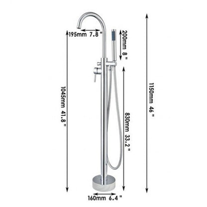 Single Handle Polished Freestanding Bathutub Shower Faucet  6