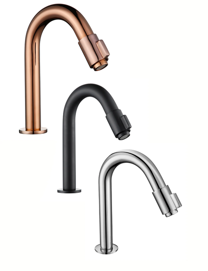Juno Matte Black Deck Mount Bathroom Faucet Solid Brass Goose Neck Single Lever