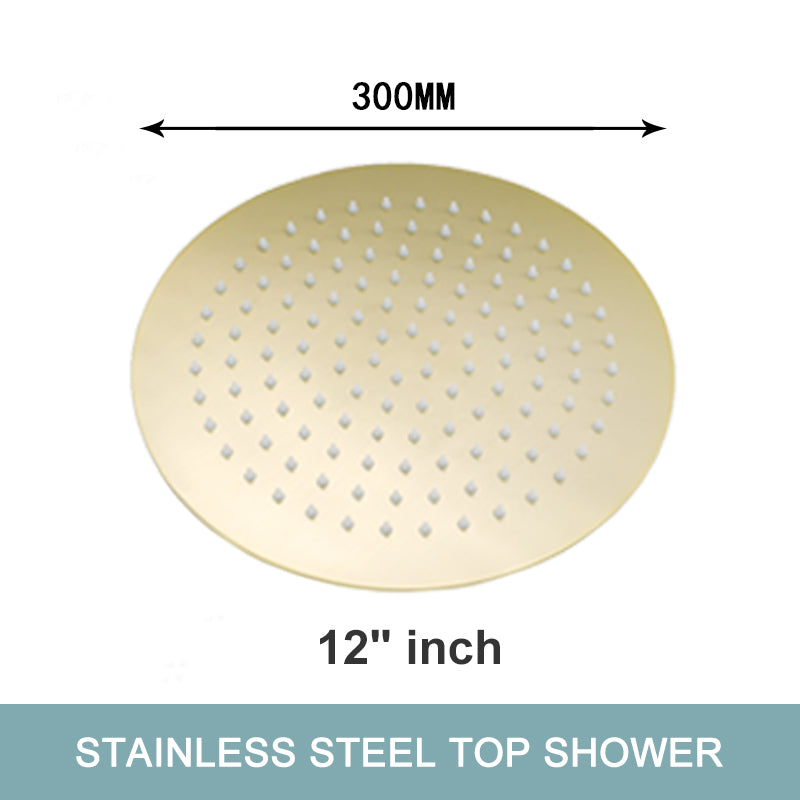 Juno Commercials Ceiling & Wall Mount Brushed Gold Luxury Shower Head & Arm