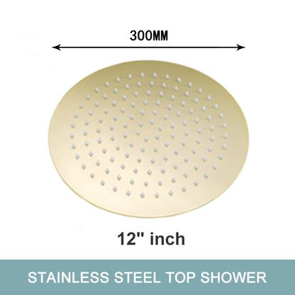 Juno Commercials Ceiling & Wall Mount Brushed Gold Luxury Shower Head & Arm