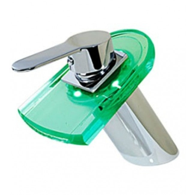 Brass+Glass Color Changing LED Waterfall Bathroom Sink Faucets