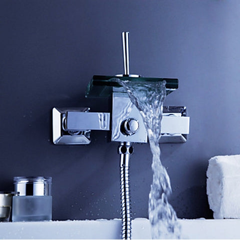Glass Waterfall Wall Mounted Bathroom Faucet