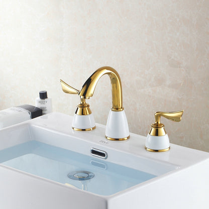 Gold-Brass-Double-Handle-Bathroom-Mixer-Faucet