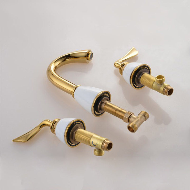 Gold-Brass-Double-Handle-Bathroom-Mixer-Faucet
