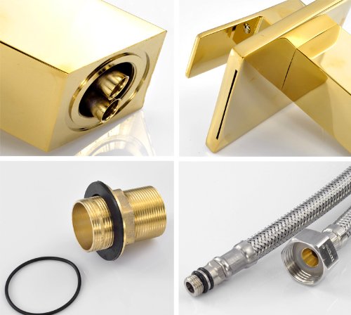 15.5" Single Handle Waterfall Gold Bathroom Faucet