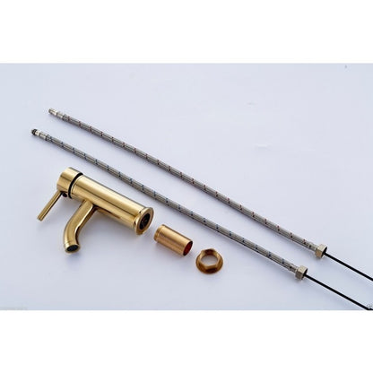 Riviera Deck Mount Gold Bathroom Sink Faucet Single Handle Mixer Tap