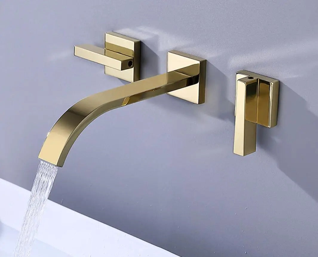 Juno Multi Color Wall Mount Bathroom Faucet Dual Handle Hot and Cold