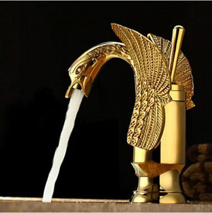 Gold Finish Hooper Bathroom Sink Faucet Brass Vessel Mixer Tap