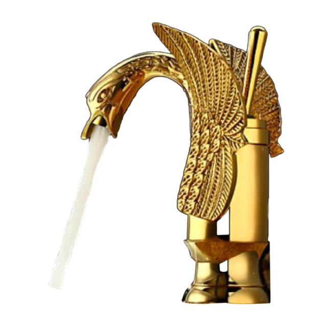 Gold Finish Bathroom Sink Faucet Brass Vessel Mixer Tap