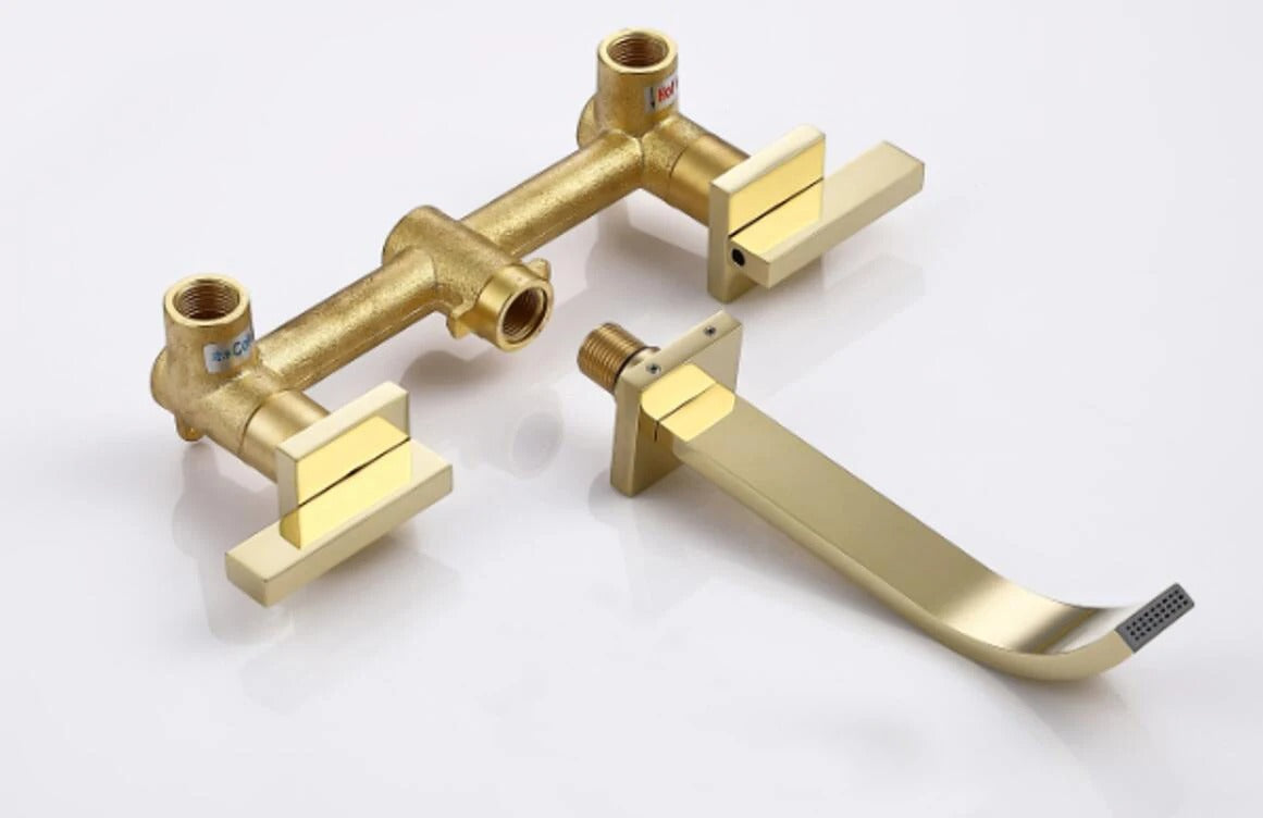 Juno Multi Color Wall Mount Bathroom Faucet Dual Handle Hot and Cold