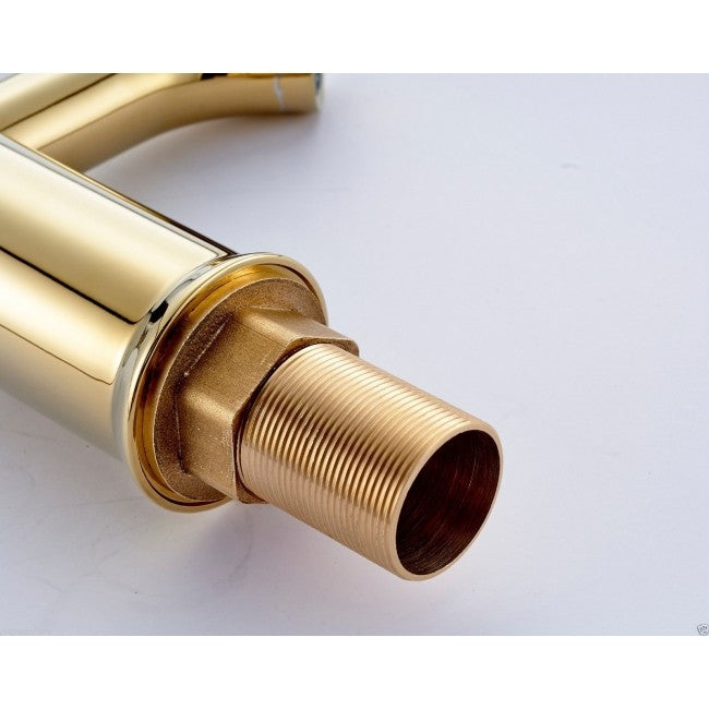 Riviera Deck Mount Gold Bathroom Sink Faucet Single Handle Mixer Tap