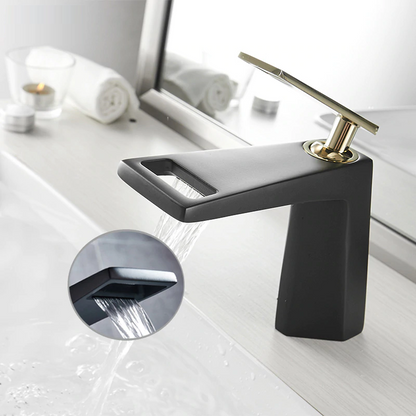 Luxury Deck Mount Matte Black & Gold Bathroom Faucet