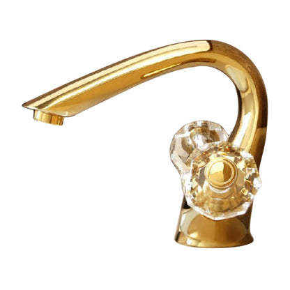 Dual Crystal Handle Deck Mount Gold Bathroom Faucet