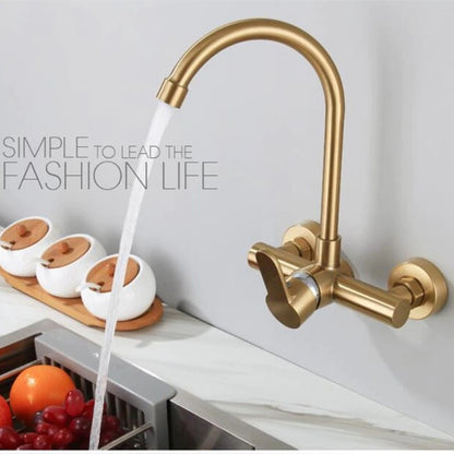 Juno Single Lever Brush Gold Rotation Kitchen Sink Faucet