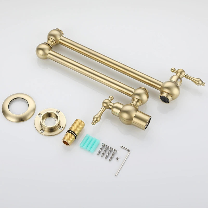 360 Foldable Brass Wall Mount Single Handle Kitchen Sink Cold & Hot Faucet