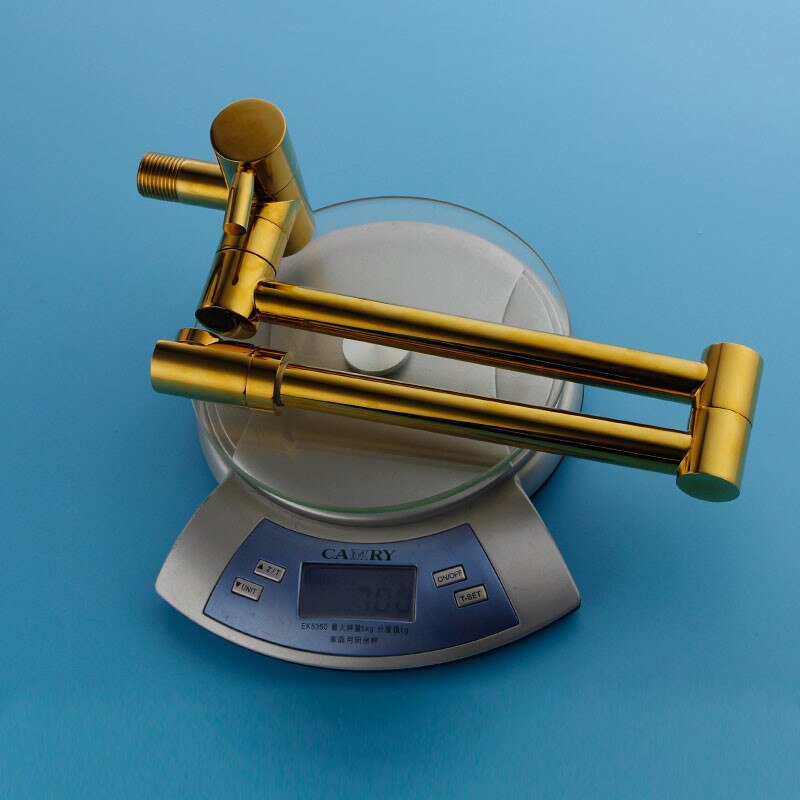 Juno Wall Mount Foldable Brass Kitchen Faucet With Coiled Rotating Biget Kitchen Sink Faucet