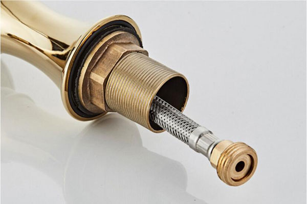 Gold Digital Water Temperature Display Deck Mount Bathroom Sink Faucet Mixer Tap