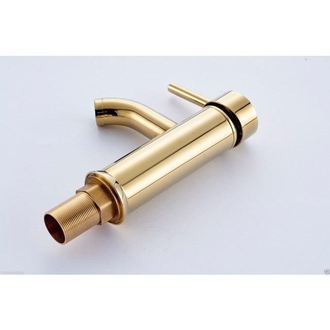 Riviera Deck Mount Gold Bathroom Sink Faucet Single Handle Mixer Tap