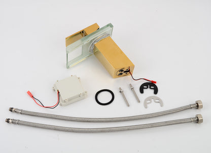 Color Changing LED Waterfall Gold Finish Bathroom Sink Faucet