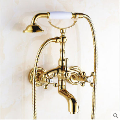 Gold Finish Claw Foot Bathtub Faucet with Hand Shower