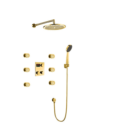 Gold Finish Thermostatic Digital Display shower system with hand shower Head Set