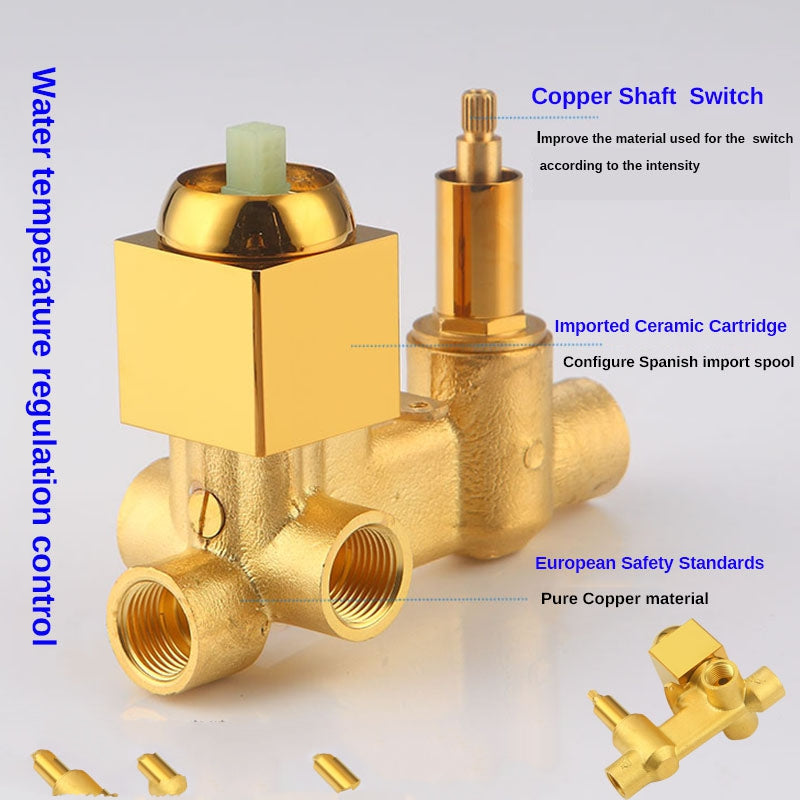 Gold Finish Wall Mounted three LED Function Rain Waterfall Bathroom Faucet Shower Head with Handheld Shower 