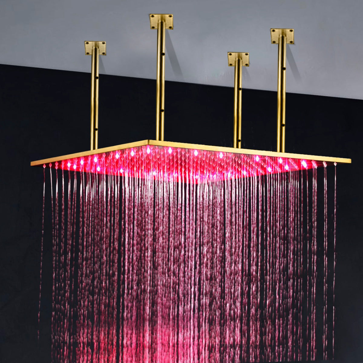 31" large gold led rain shower head