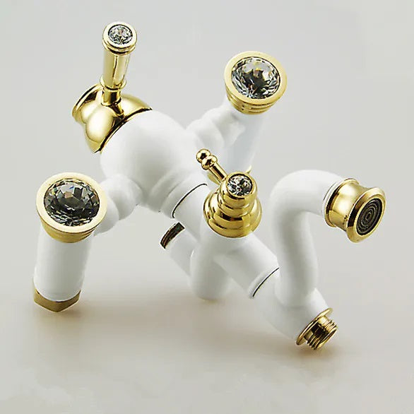 Juno Wall Mount Single Handle Rain Shower Head System With Bath Mixer and Faucet Set