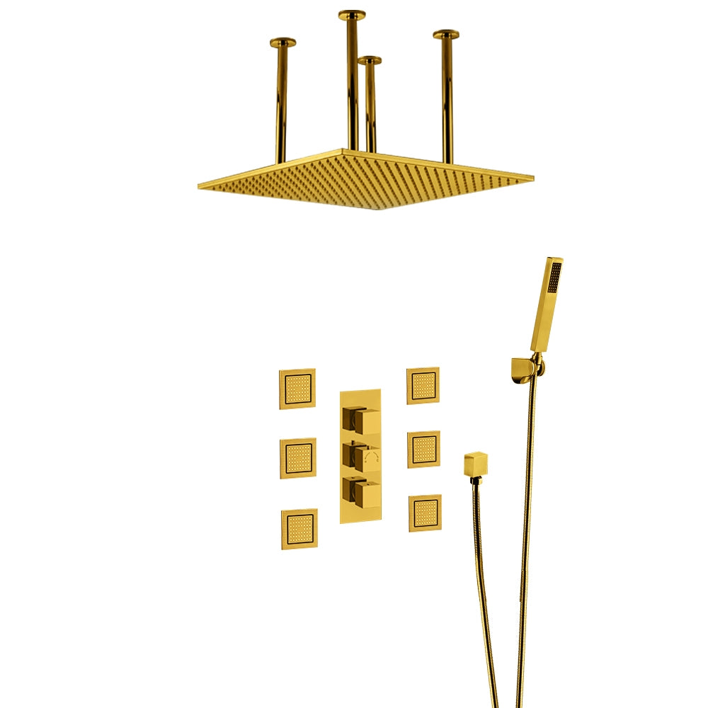 Juno Vanilla Gold Plated Large Rain Shower Head