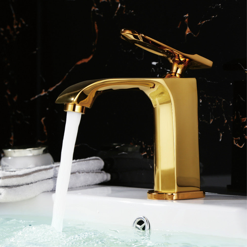 deck mount bathroom gold faucet