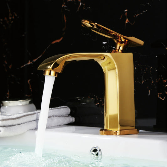deck mount bathroom gold faucet