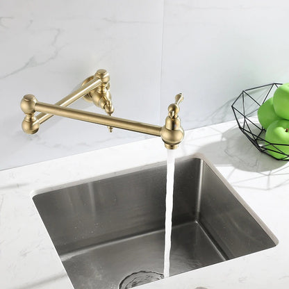 360 Foldable Brass Wall Mount Single Handle Kitchen Sink Cold & Hot Faucet