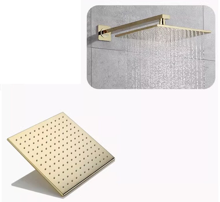 Juno Gold 10 Inch Wall Mount Rain Shower Head with Handheld Shower Head