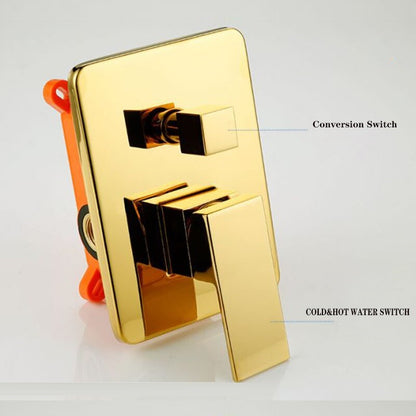 Juno Gold 10 Inch Wall Mount Rain Shower Head with Handheld Shower Head