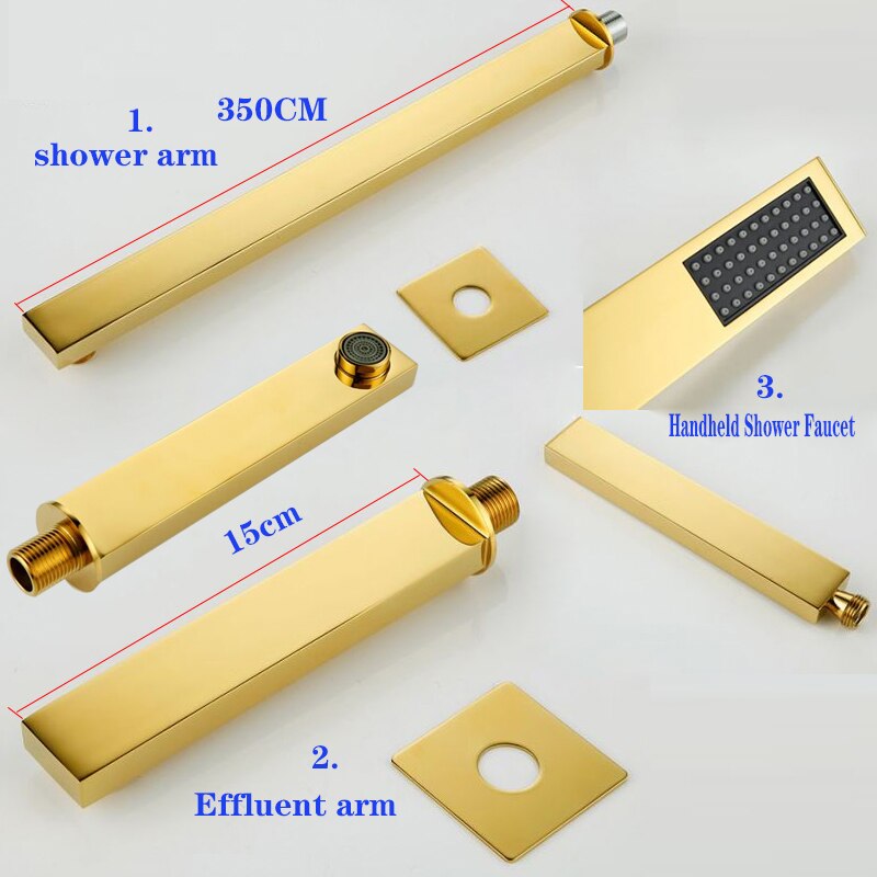 Juno Gold 10 Inch Wall Mount Rain Shower Head with Handheld Shower Head