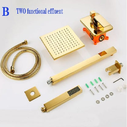 Juno Gold 10 Inch Wall Mount Rain Shower Head with Handheld Shower Head