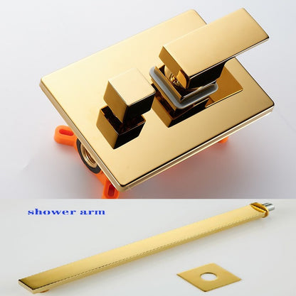 Juno Gold 10 Inch Wall Mount Rain Shower Head with Handheld Shower Head