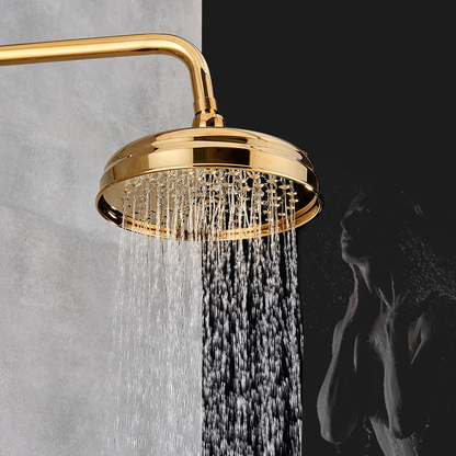 Juno Antique Brass Rainfall Dual Handle Mixer Faucet With Telephone Style Handheld Shower
