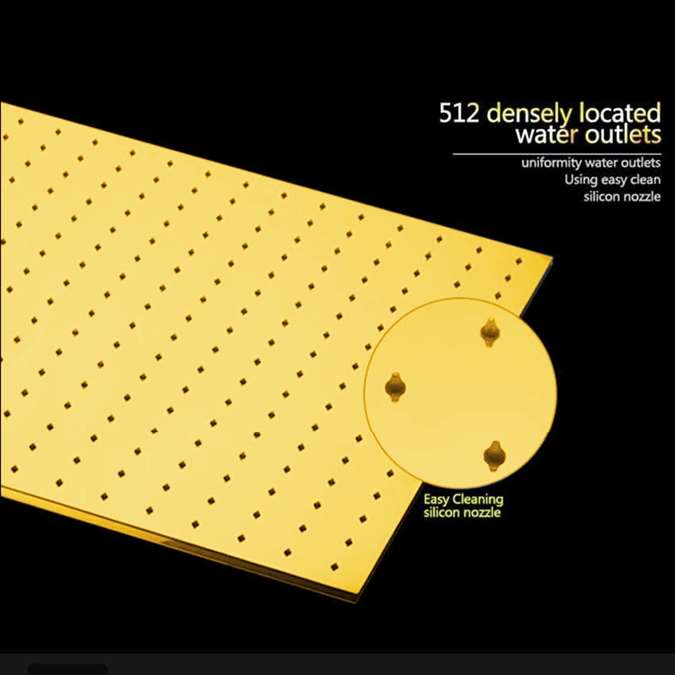 Juno Luxury Brushed 20x40 Large  LED Rain Shower Head