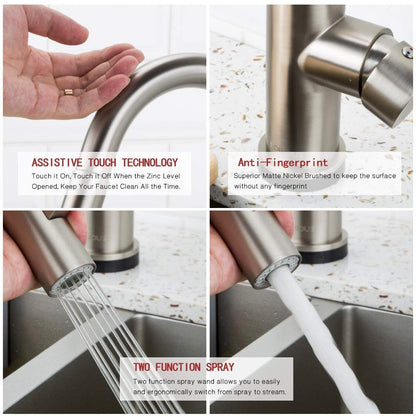 Gold Finish Touch Kitchen Sensor Faucet With Pull Down Sprayer