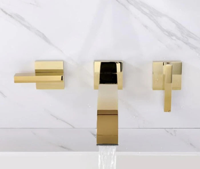 Juno Multi Color Wall Mount Bathroom Faucet Dual Handle Hot and Cold