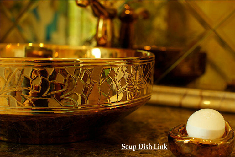 Luxury Lumia Golden Cut Porcelain Countertop Semi Counter Sink Washbasin
