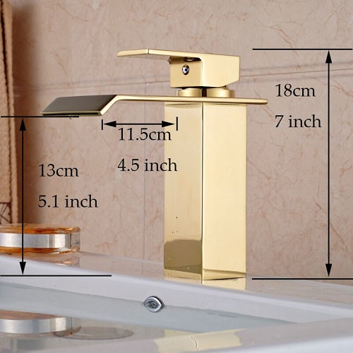 Golden Single Handle Basin Sink Faucet