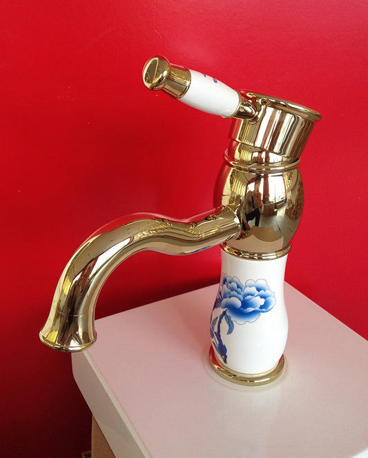 Golden Style Single Handle Bathroom Faucet